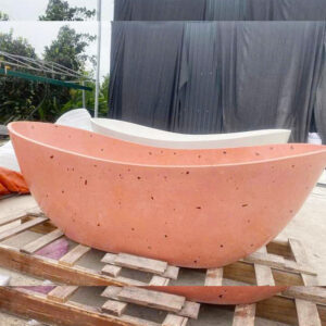 Bồn tắm bê tông hình ovan màu hồng cao cấp BT-026